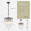 Lámpara colgante cristal negro 5 luces 2 niveles