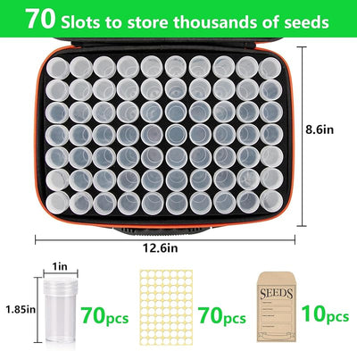 Caja almacenamiento semillas 70 ranuras 10 sobres jardín