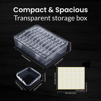 Caja organiz. cuentas 30 pzas plástico transparente con funda