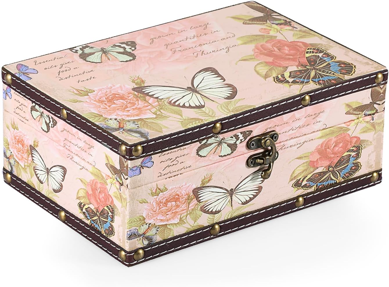 Caja decorativa de madera piel sintética para joyas y recuerdos