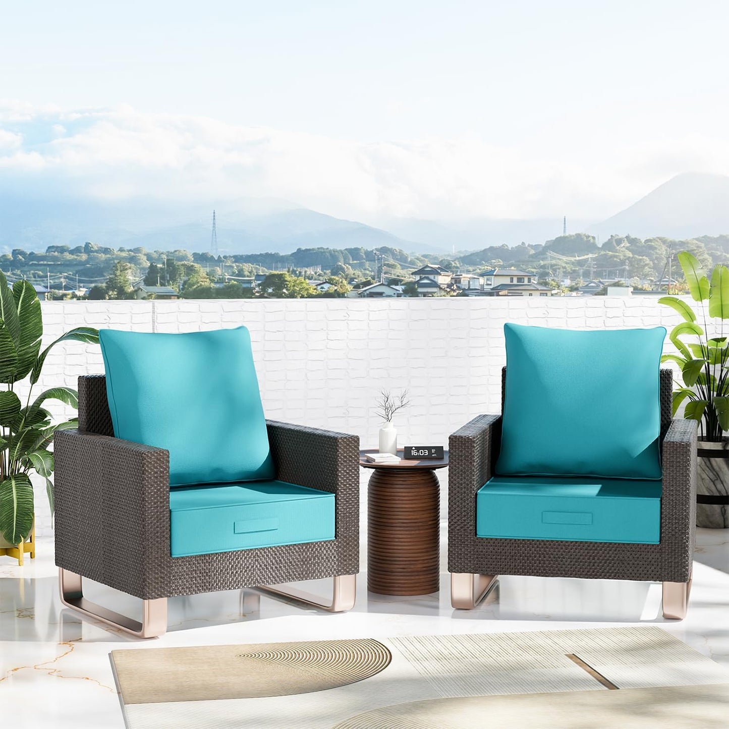 Set 2 Cojines Asiento Olefina Resistente Agua 23x26pulg