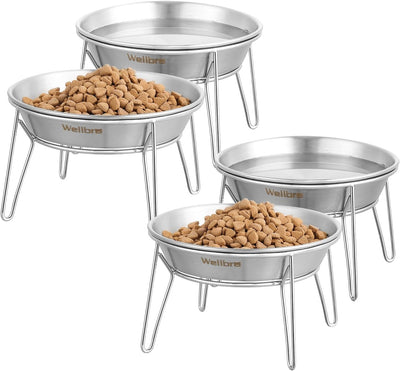 4 Pzas Cuencos Acero Inox para Gatos y Perros Pequeños