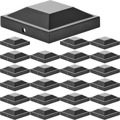 24 Tapas Aluminio 3x3pulg para Postes Metal Negro