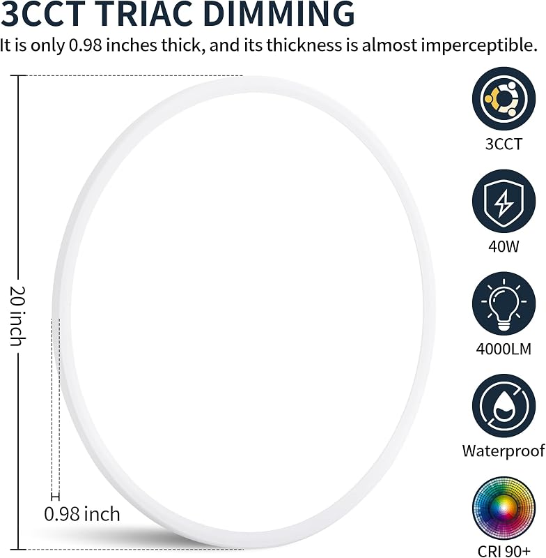 Lámpara techo LED 20" 40W 3000K/6000K cocina dormitorio