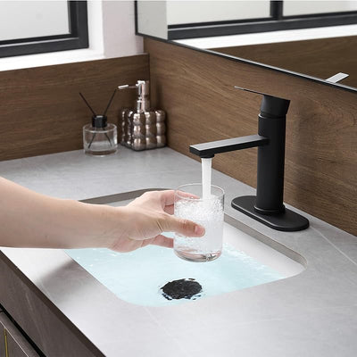 Grifo baño moderno un solo agujero negro desagüe desplegable
