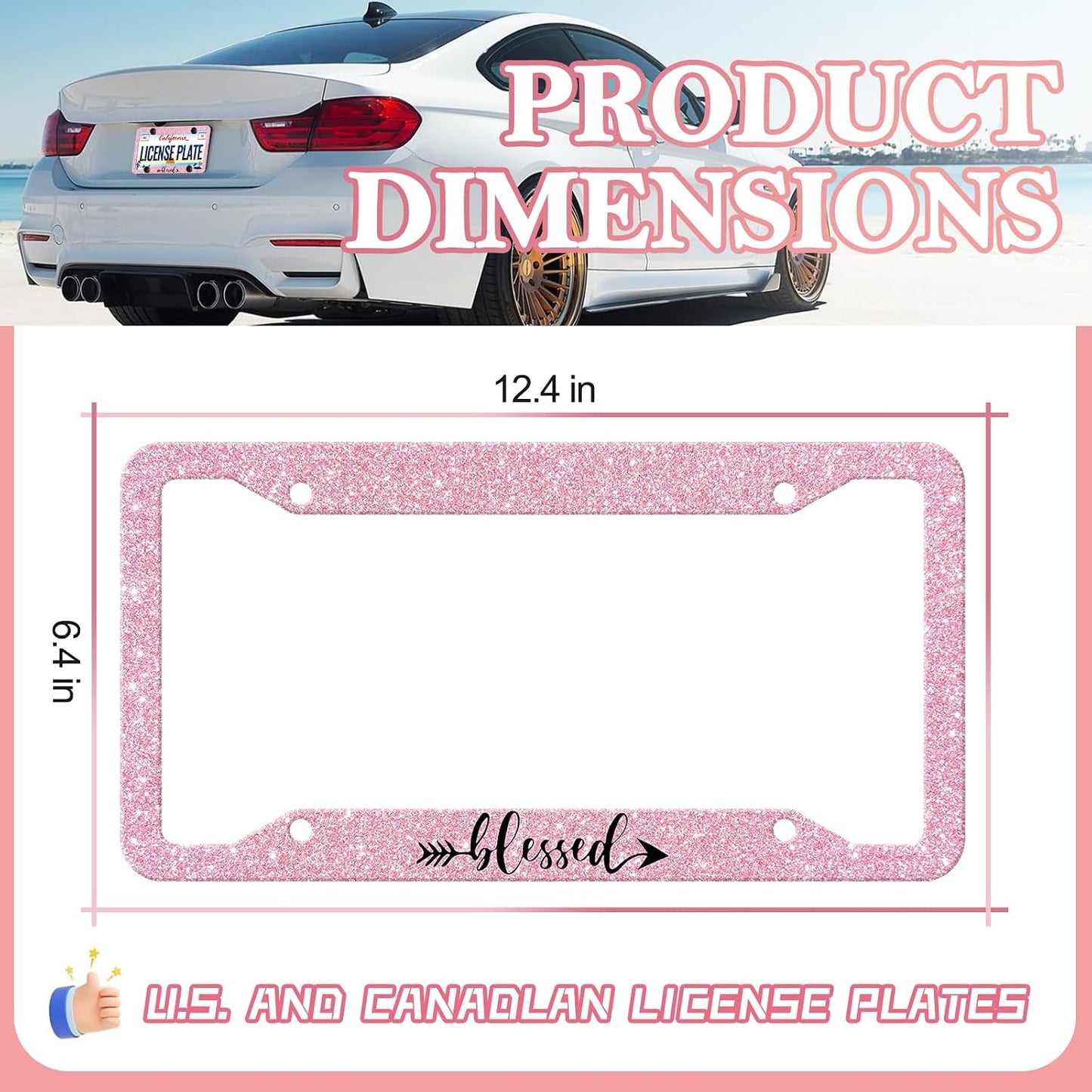 Marco placa matrícula rosa 2 Pzas soporte aluminio