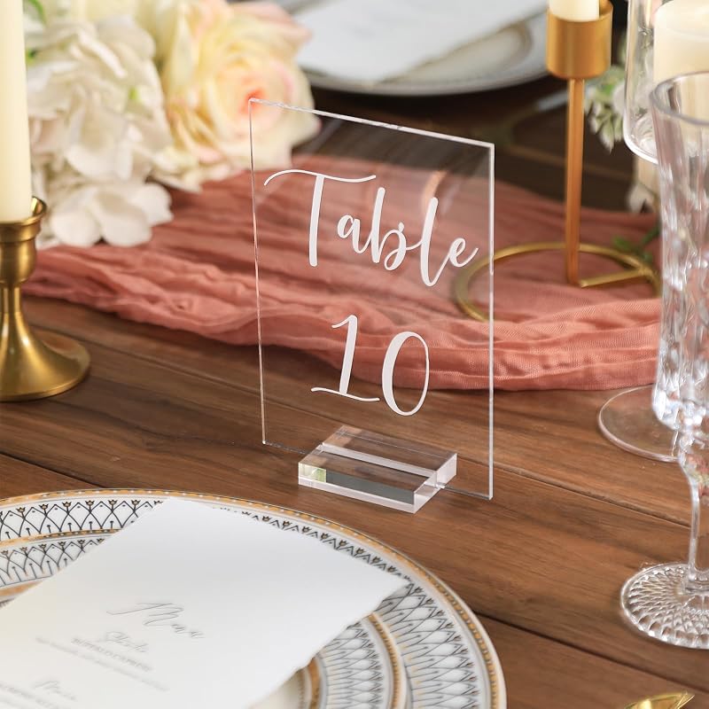Números acrílicos 1-25 con soportes 4x6" para boda
