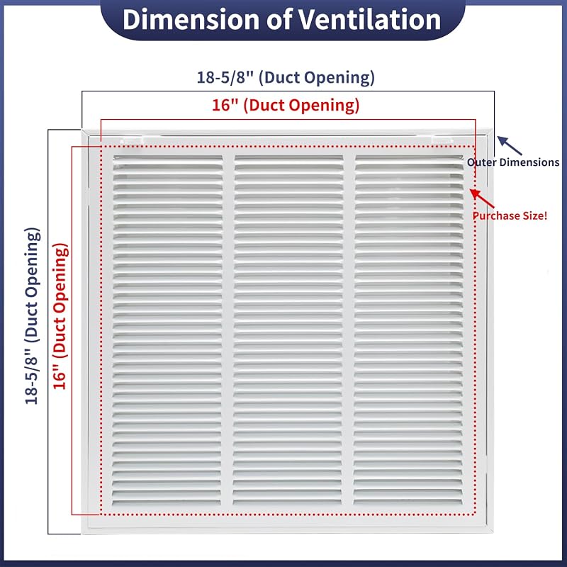 Rejilla filtro aire HVAC 16x16" cara extraible