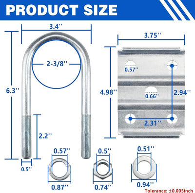 Kit pernos en U eje redondo 2-3/8pulg 3500lb