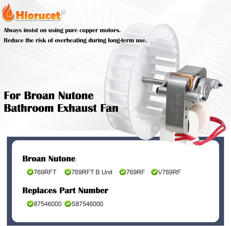 Kit motor ventilador baño Broan Nutone 70 CFM 120V