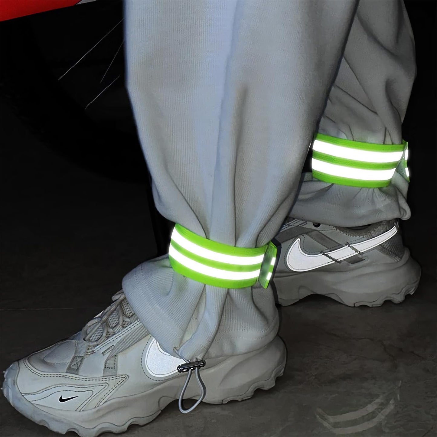6 Bandas Reflectantes para Correr Noche Brazo Pierna Negro Verde