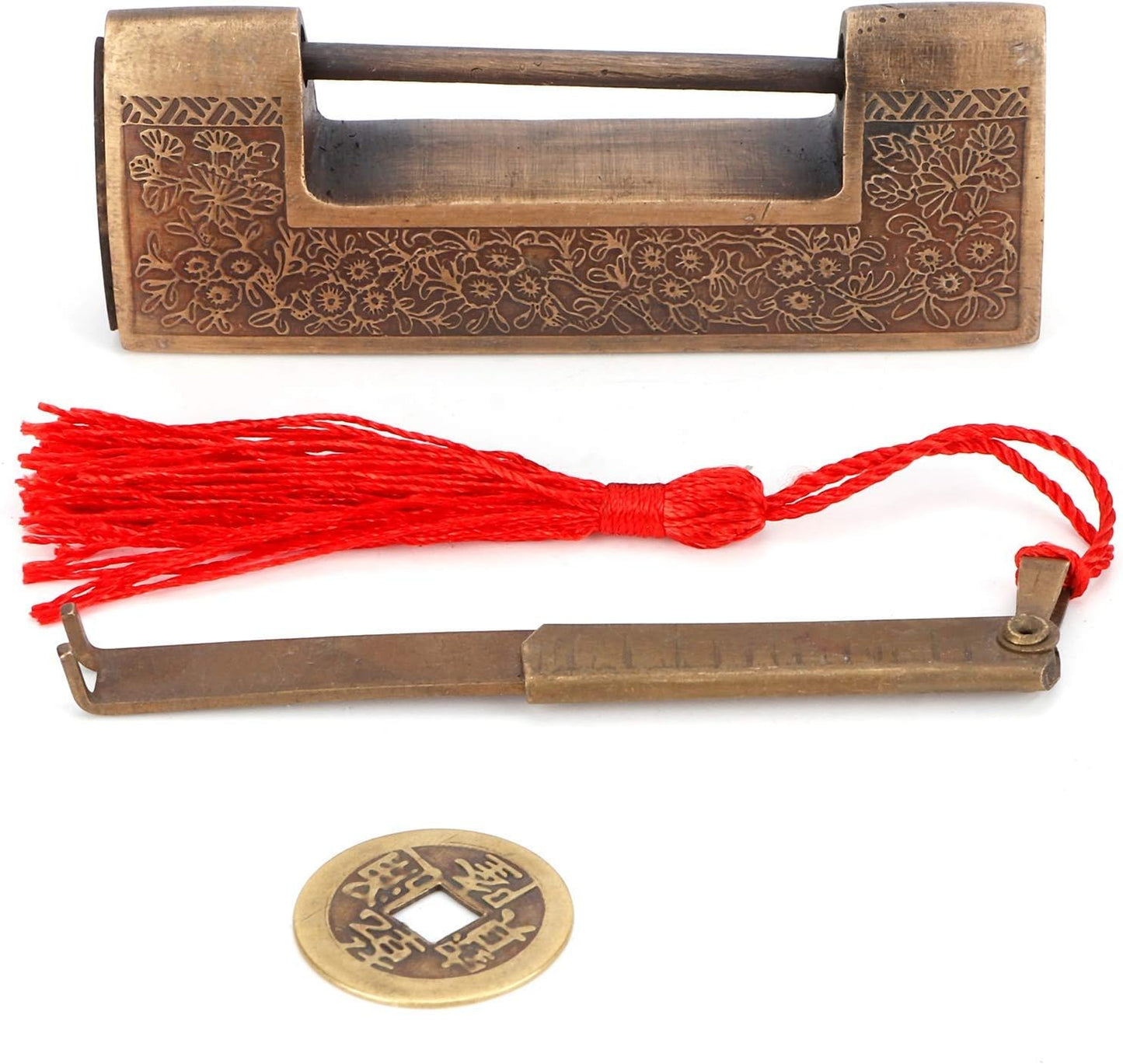 Candado cobre tallado joyero con llave 2in