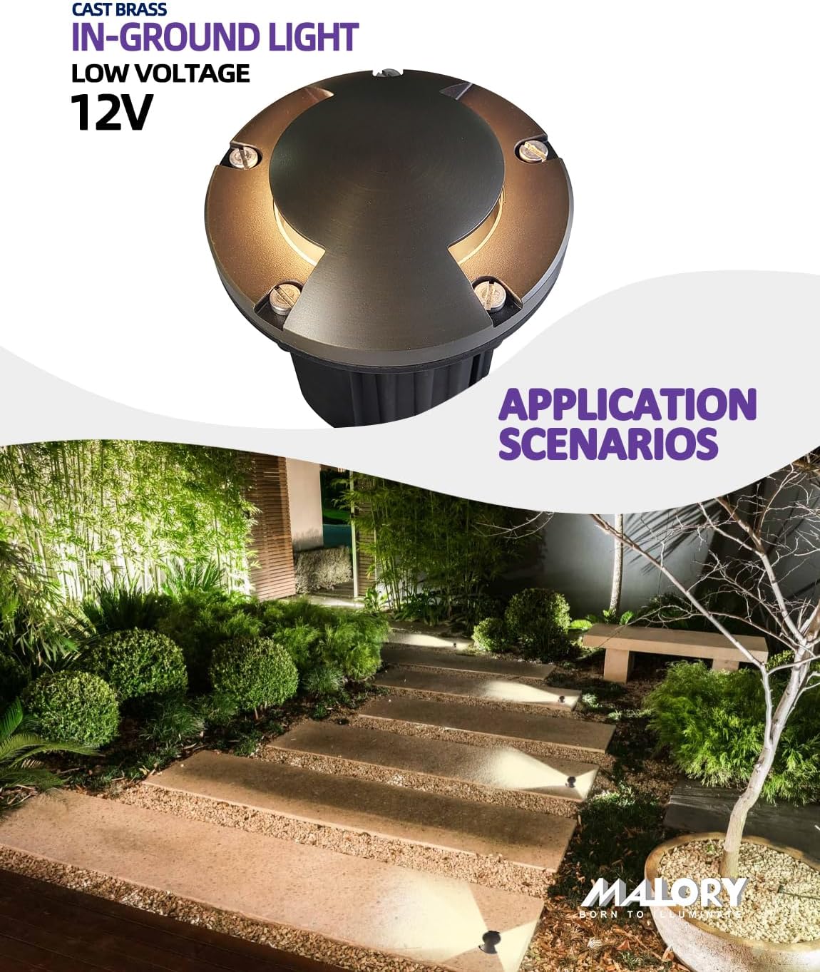 Luces paisaje 5pulg 12V para camino jardín