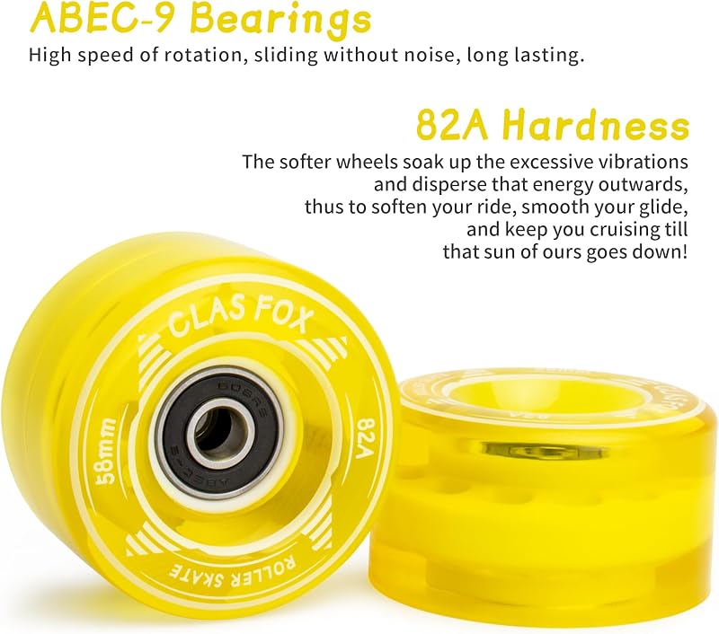 Ruedas patines 58mm/32mm 82A pack 8 amarillo