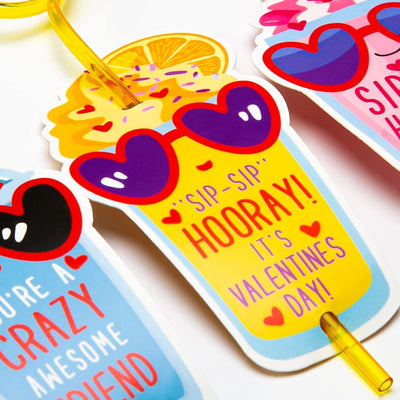 Juego 32 pajitas locas para niños San Valentín