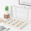 Caja terciopelo beige con 12 rejillas para joyas y tapa