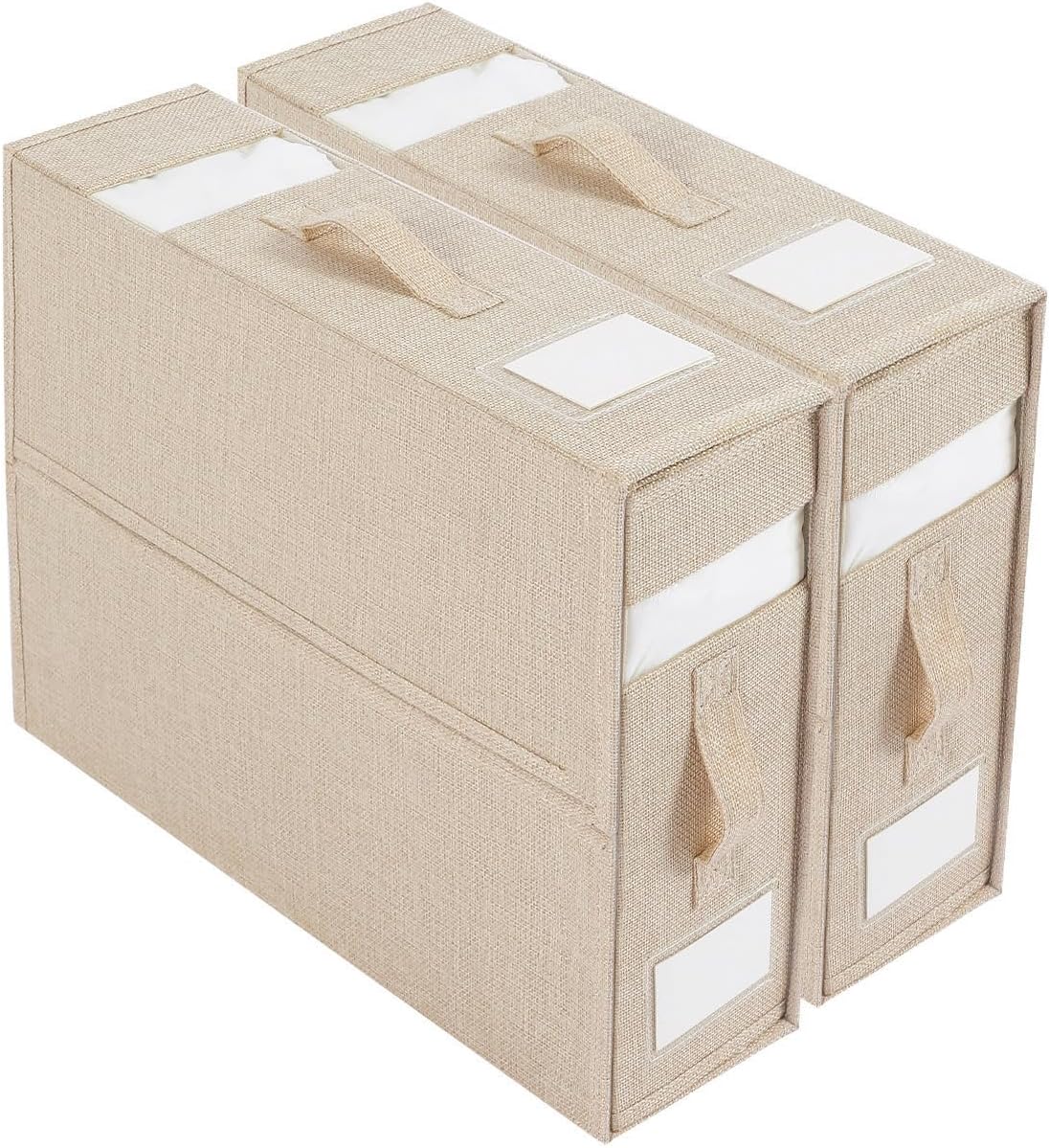 Organiz. ropa de cama plegable con ventana beige
