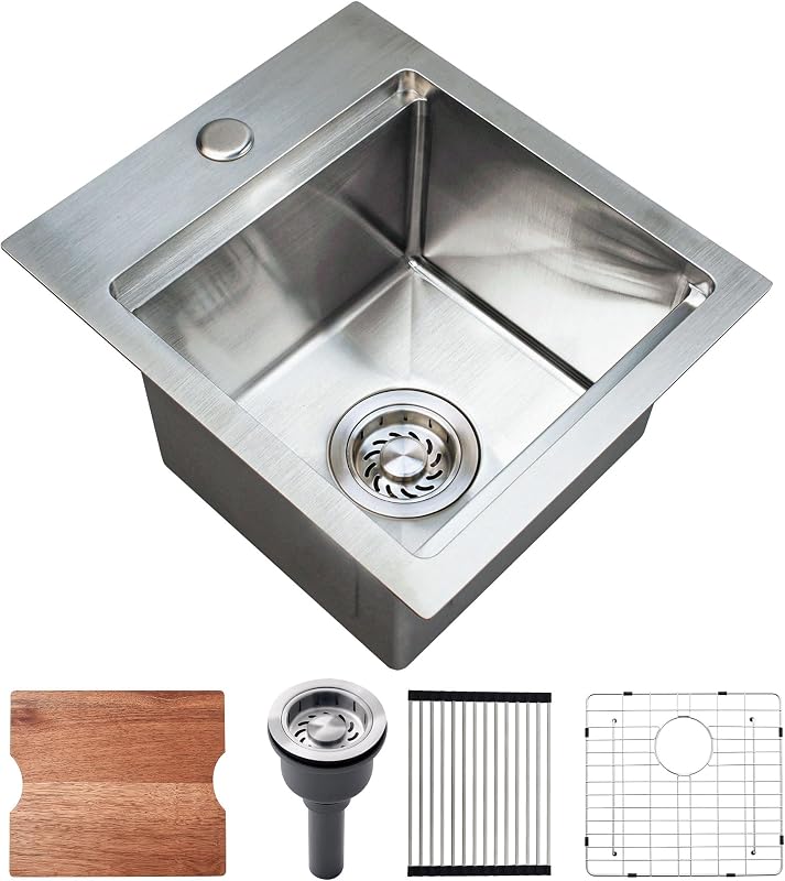 Fregadero barra acero inox T304 13x15" con tabla cortar