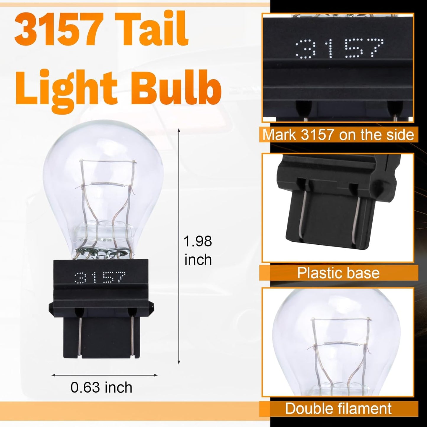 10 Pzas Bombillas Luz Trasera 3157 Impermeables para Camión SUV