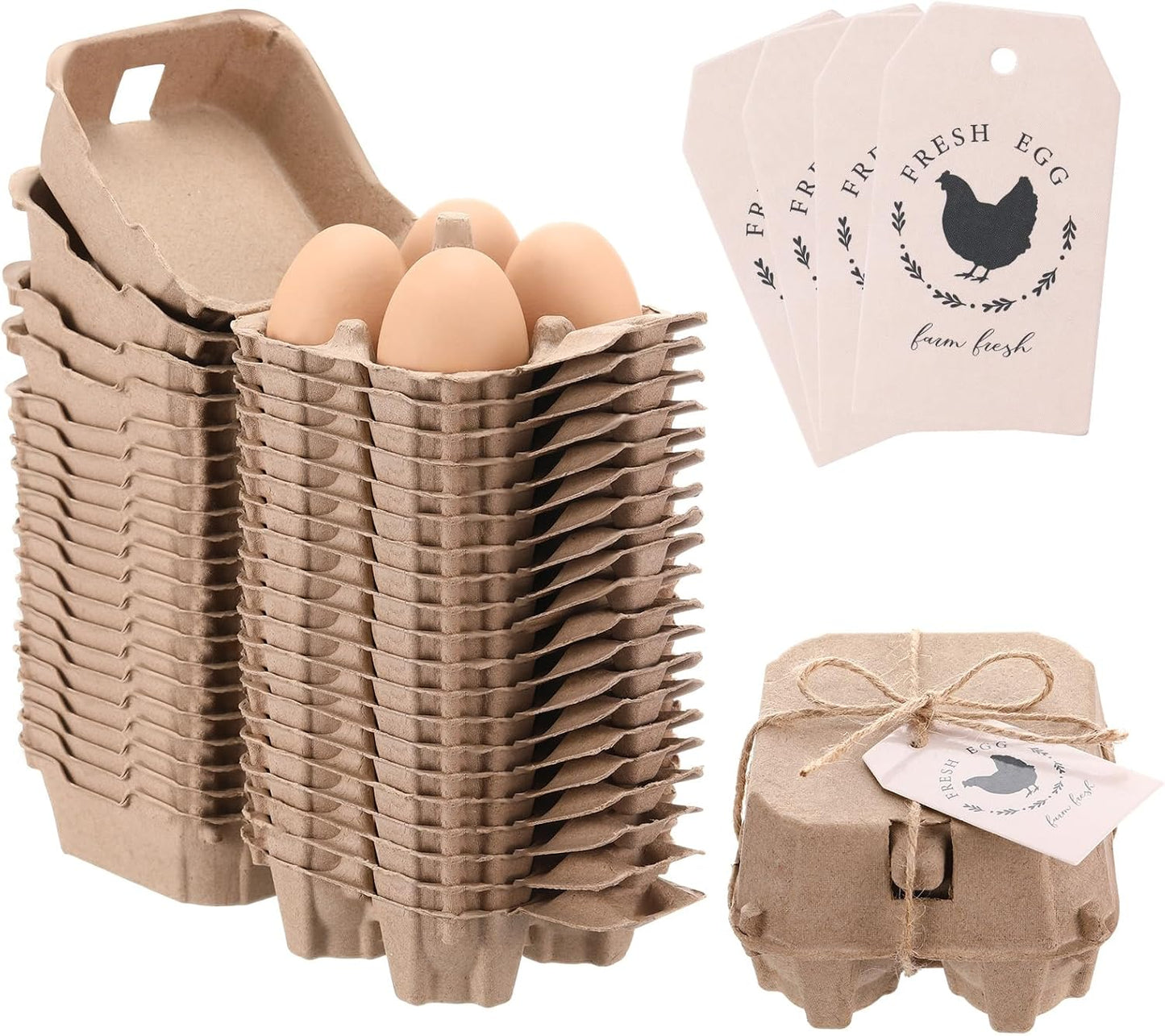24 Cajas Huevos Reutilizables Papel Pulpa Natural 6 Unidades