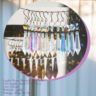 25 Pzas Cristales Colores con Ganchos para Candelabros