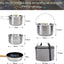 Set utensilios cocina acero inox para fogata viaje