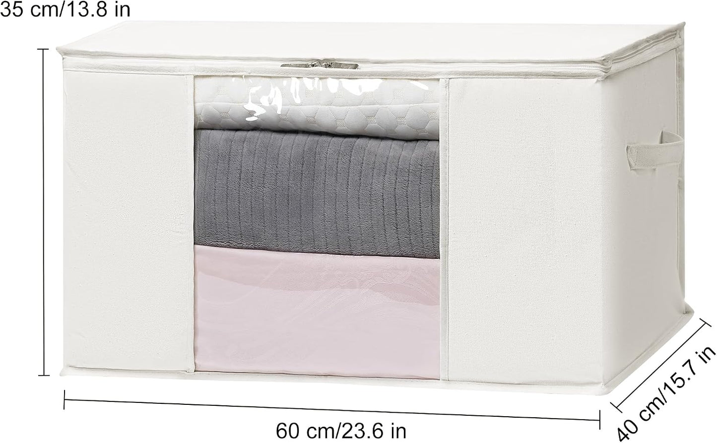 Bolsas almacenamiento tela con cremallera ventana