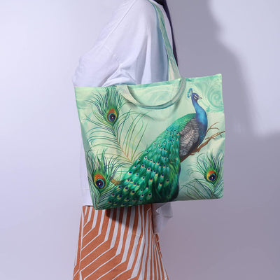 2 Pzas Bolsas Reutilizables Poliéster Color Verde Pavo Real