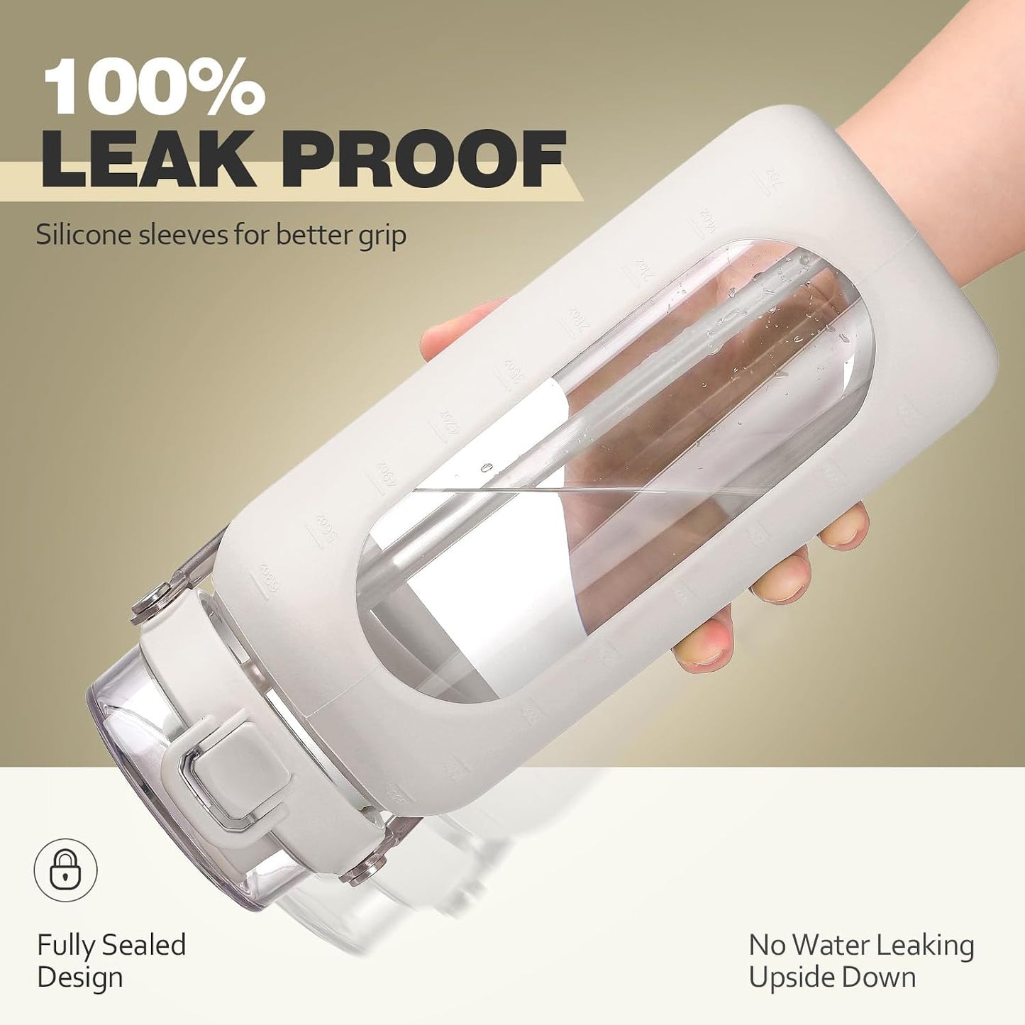Botella agua vidrio 64oz acero inox sin BPA con funda silicona