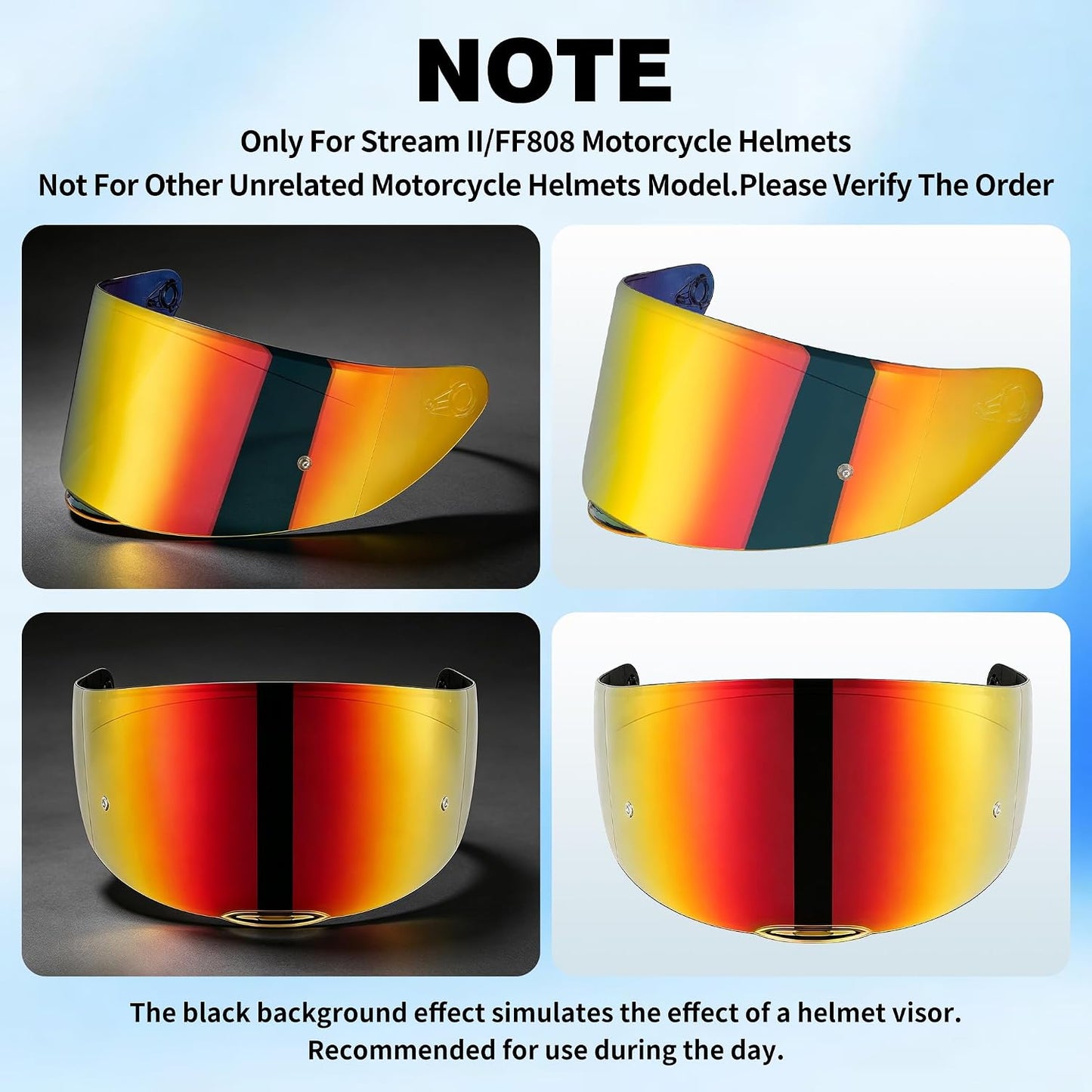 Visor casco completo WS-609 rojo cromado antirreflejos