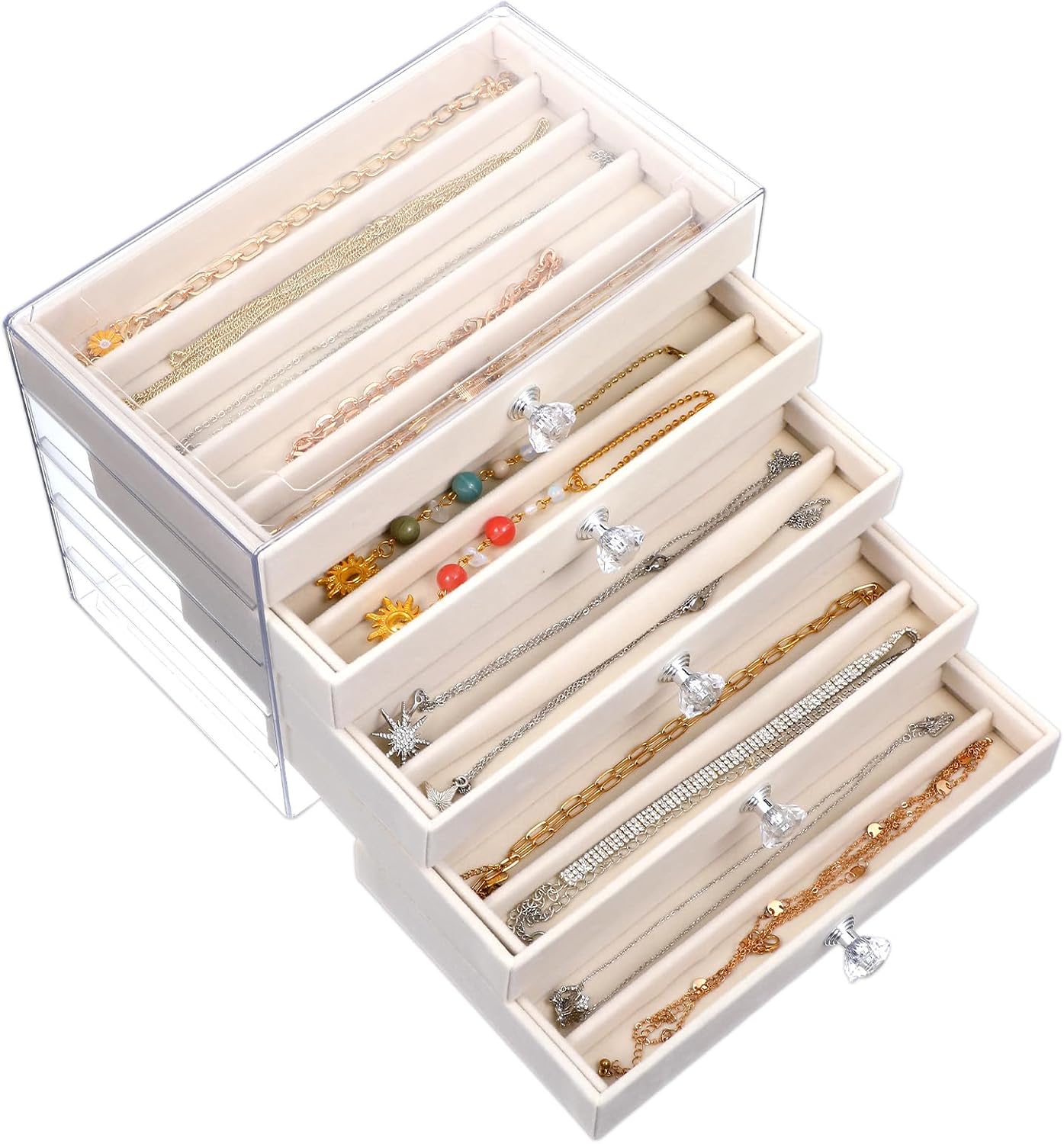 Caja organizadora collares 5 cajones forro acrílico