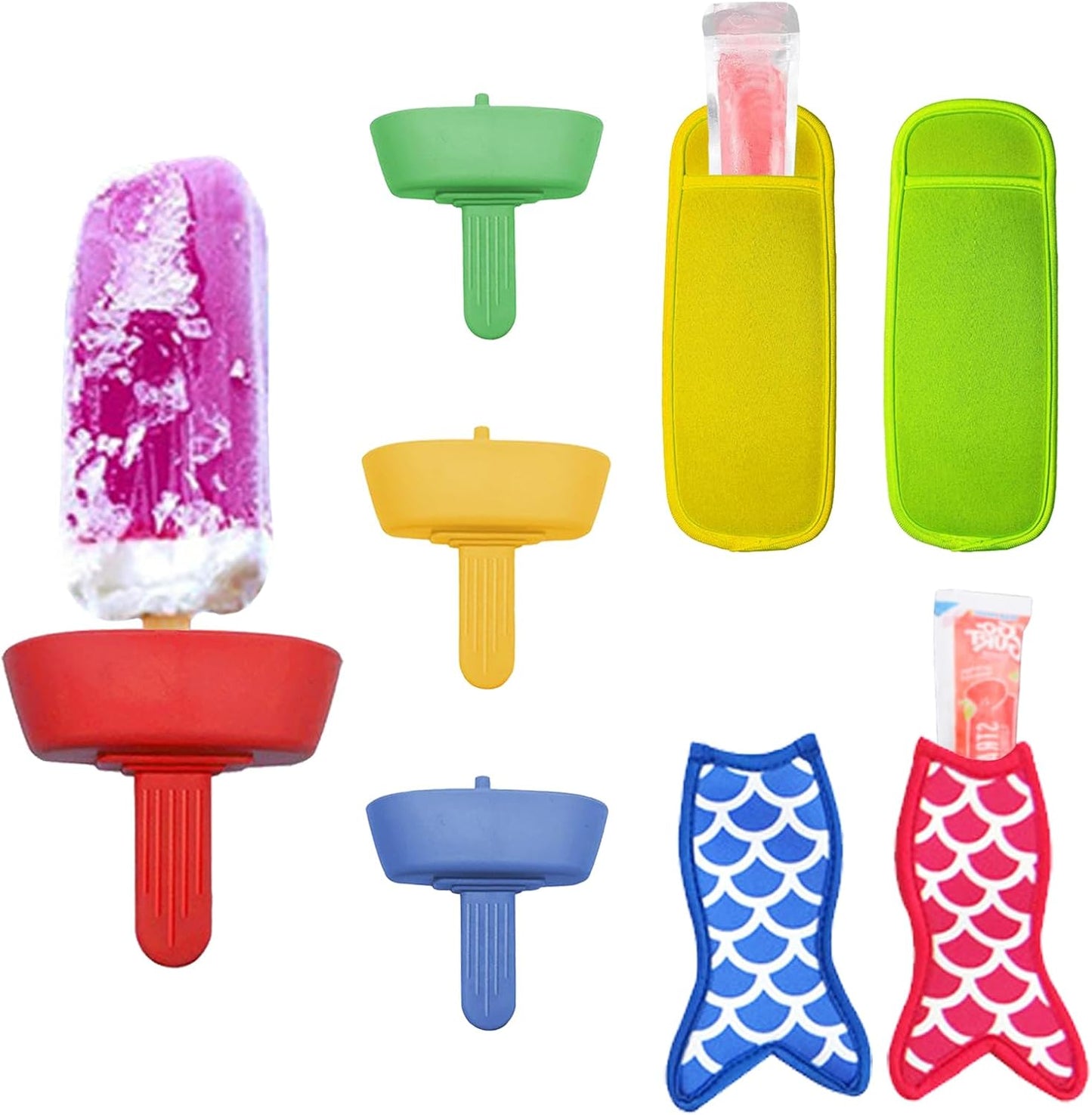 8 Soportes Paletas Niños Silicona Reutilizable Popote Integrado