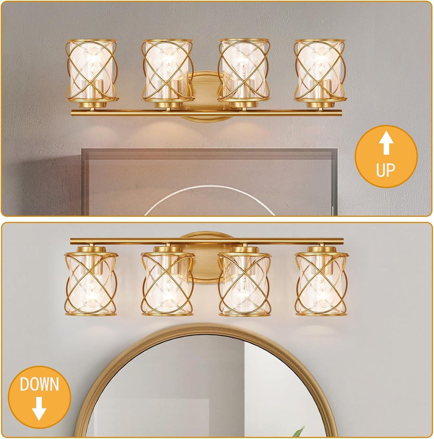 Lámpara pared moderna 4 luces para espejo cocina sala