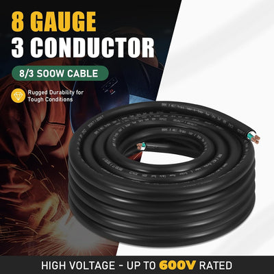 Cable alimentación portátil 25ft 8 AWG 600V