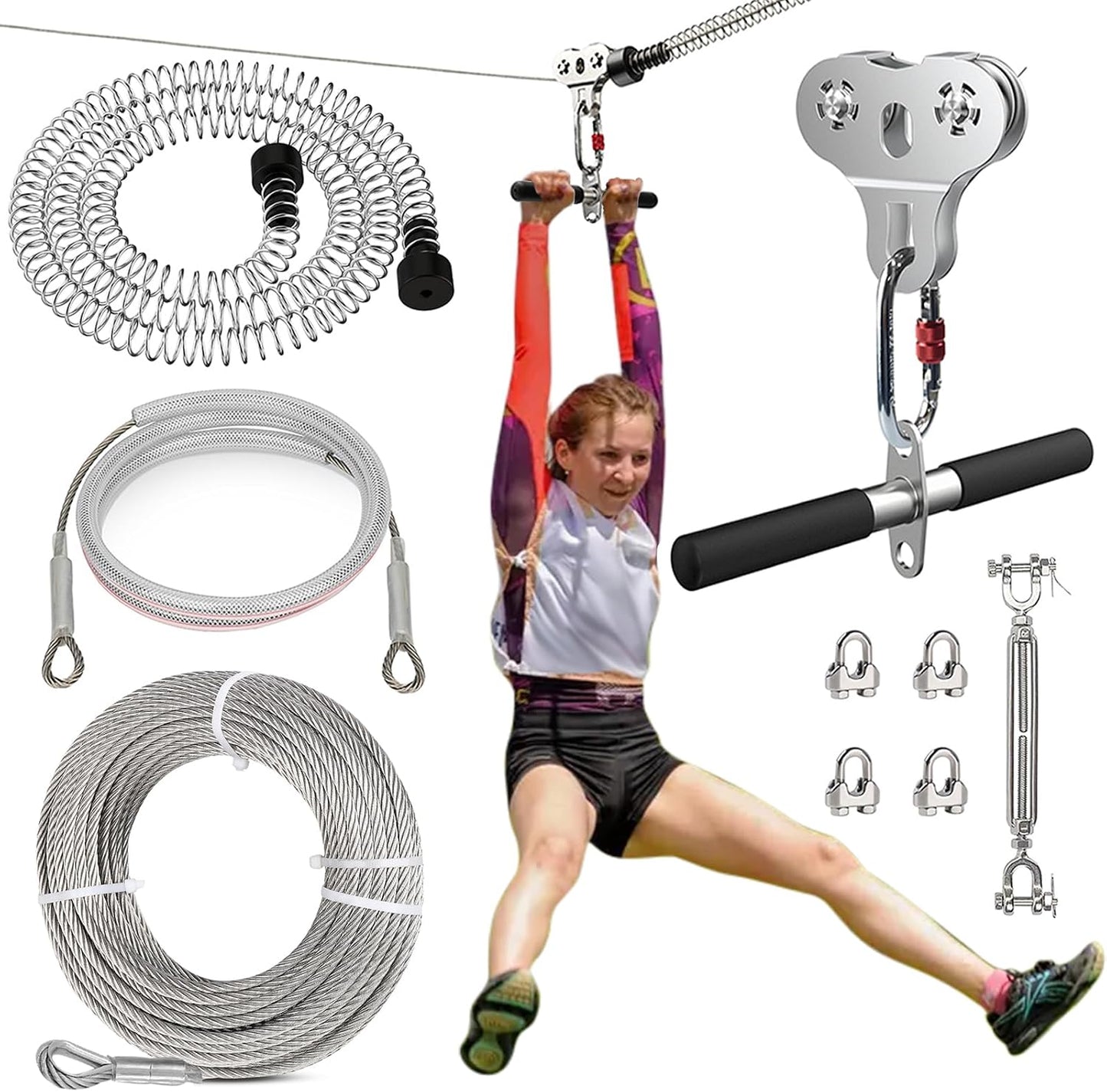Tirolinas al aire libre 180ft acero inox 304 reforzada
