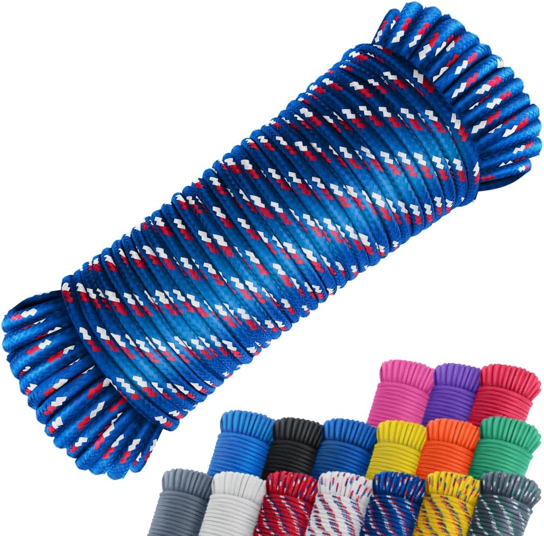 Cuerda poliéster 100ft 1/4pulg para ropa bandera poste campamento