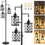 Lámpara pie regulable jaula metal 72" 3 LED 800lm negro