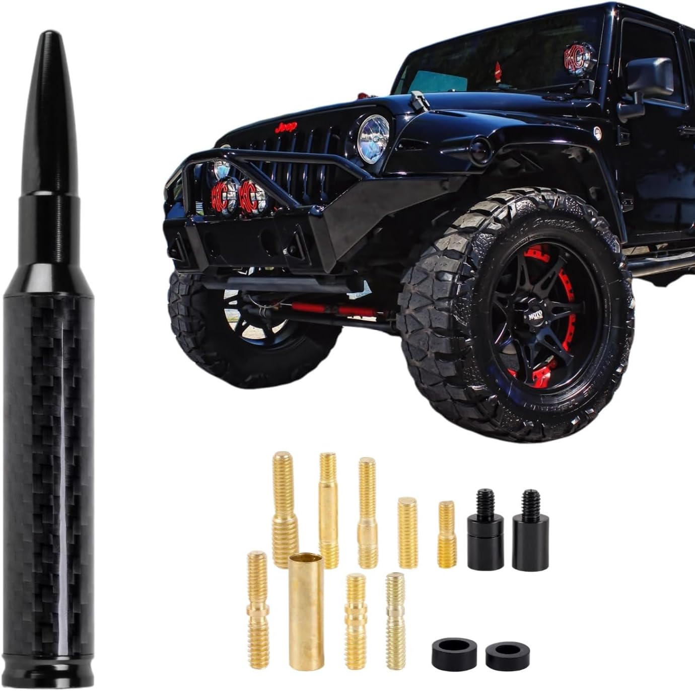 Antena fibra carbono 50 Cal Bullet para camión negro