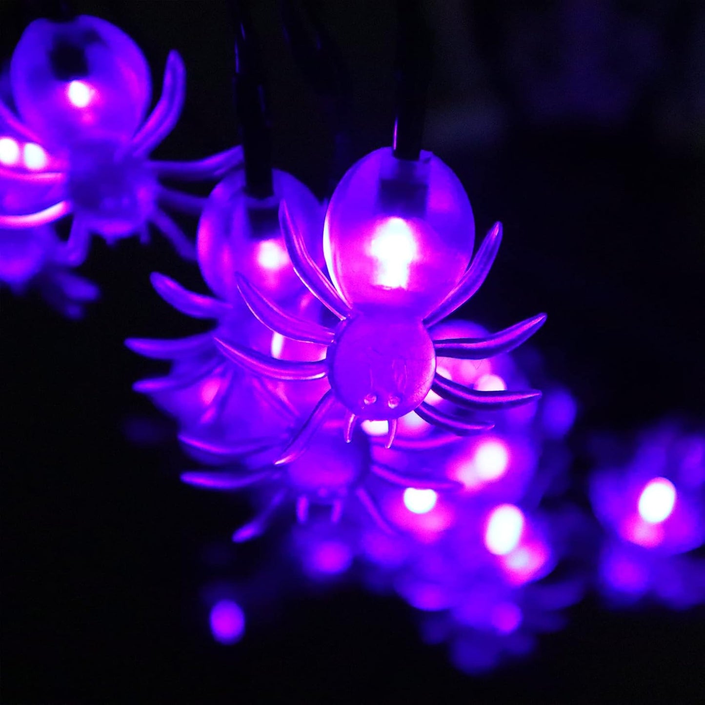 Guirnalda LED 30 luces 16ft temporizador Halloween morado