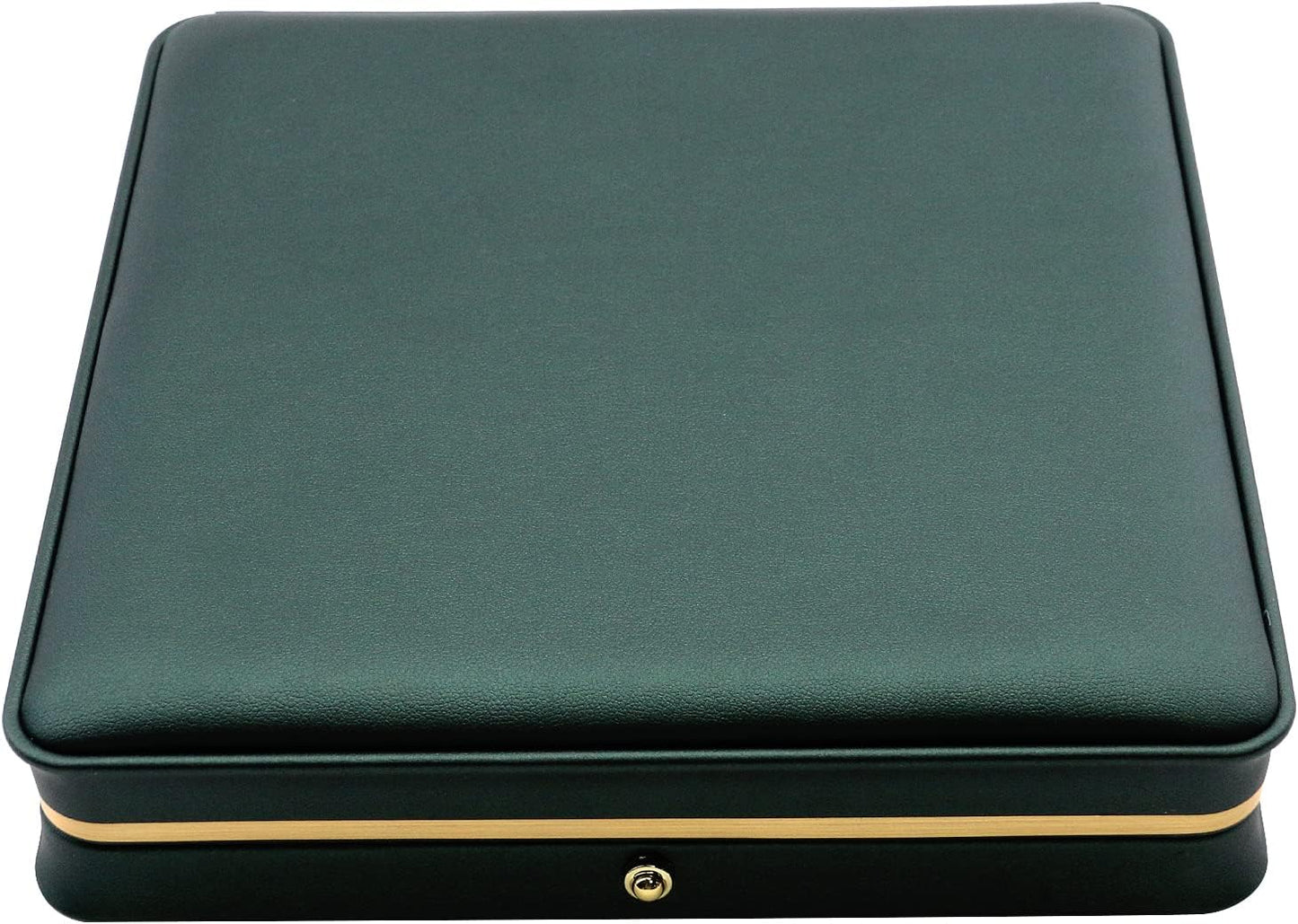 Caja organizadora joyas de cuero verde negruzco vitrina