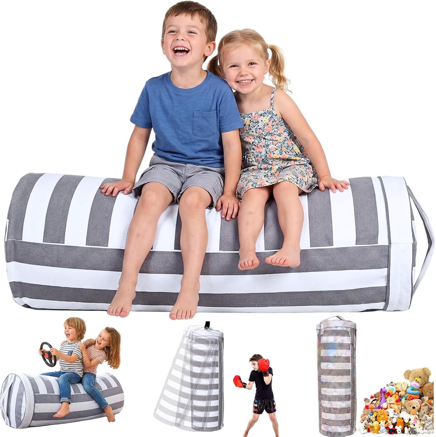 Funda puf almacenamiento juguetes niños multiusos