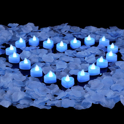 2000 Pétalos Rosa Artificiales Azul Claro con Luces LED Té Azul