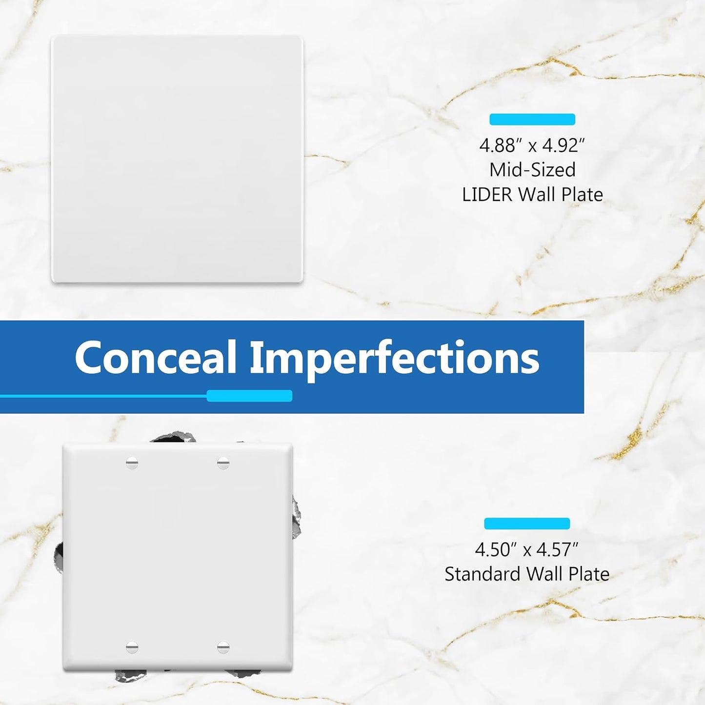 Placa pared doble blanco resistente impacto 4.88x4.92pulg