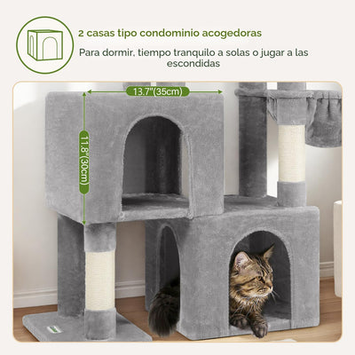 Torre árbol gatos 52pulg felpa 5 postes sisal 2 perchas