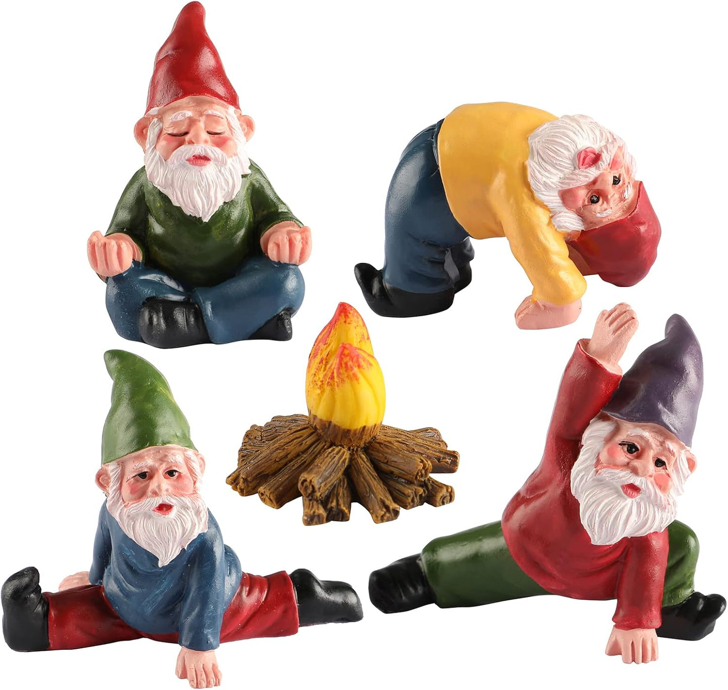 5 Adornos Gnomos Resina para Jardín Exteriores