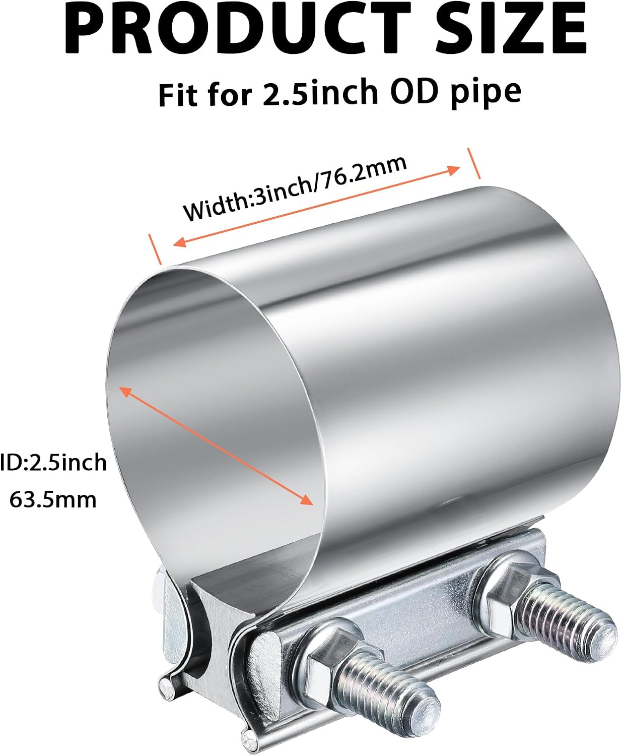 2 Abrazaderas Escape 2.5" Acero Inox 304