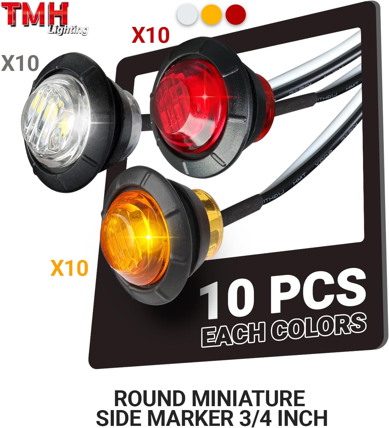 30 Pzas Luces Ámbar Rojas Blancas LED Delanteras Traseras