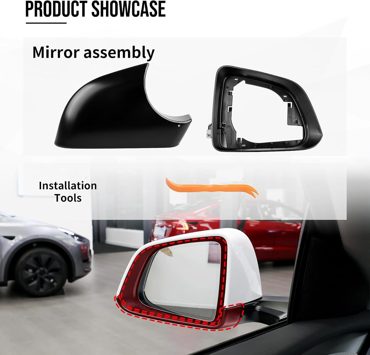 Cubiertas soporte espejo puerta Model Y lado derecho