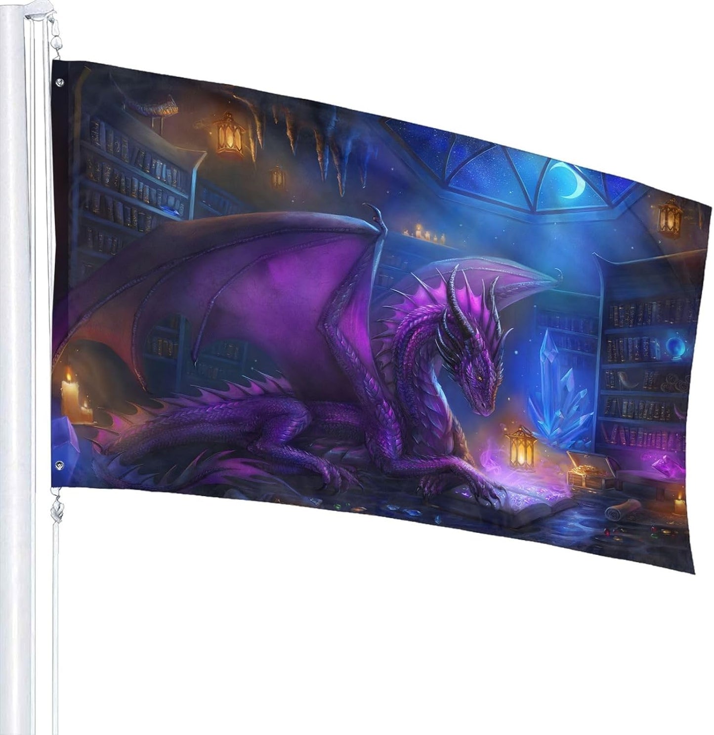 Bandera dragón morado 3x5ft decoración exterior