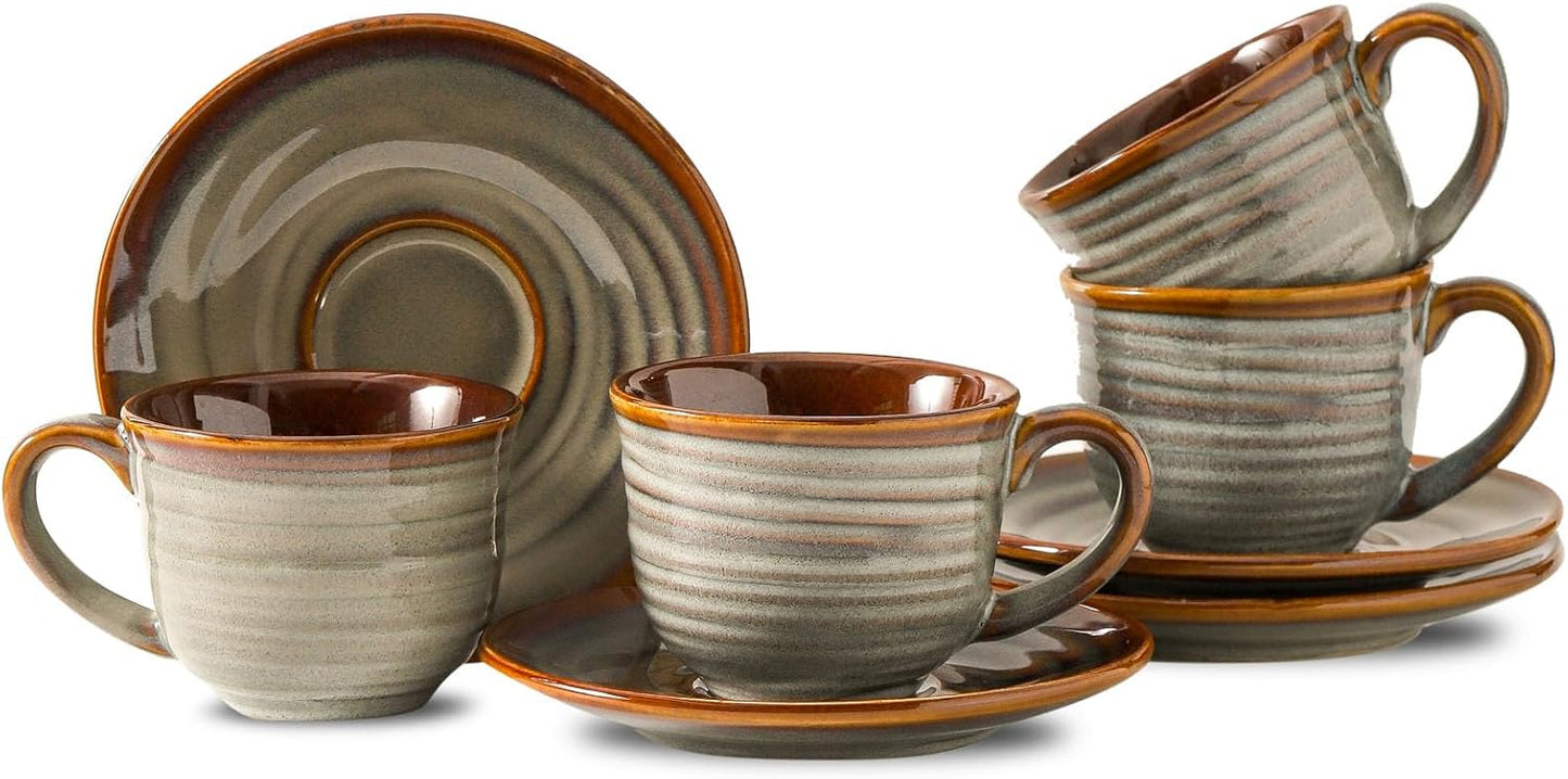 Set 4 Tazas Cerámica Capuchino con Asa 8oz
